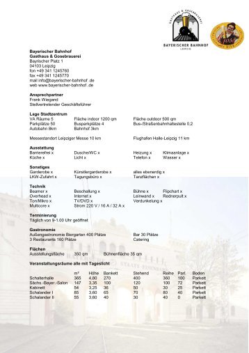 Locationbeschreibung Steckbrief - Bayerischer Bahnhof