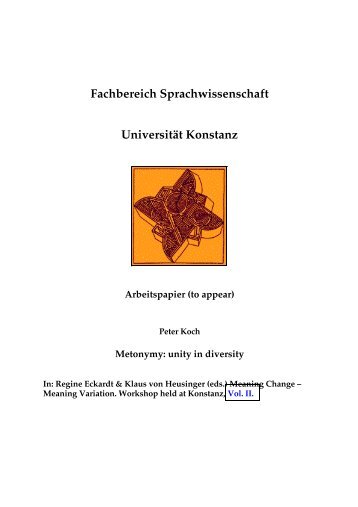 Metonymy: unity in diversity - KOPS - Universität Konstanz