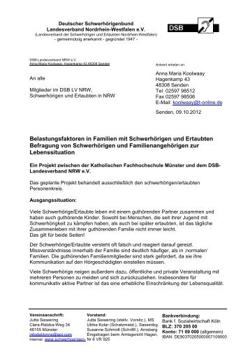 Schreiben des DSB Landesverband NRW - Schwerhoerigen-Netz
