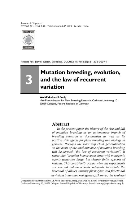 3 Mutation breeding, evolution, and the law of recurrent variation