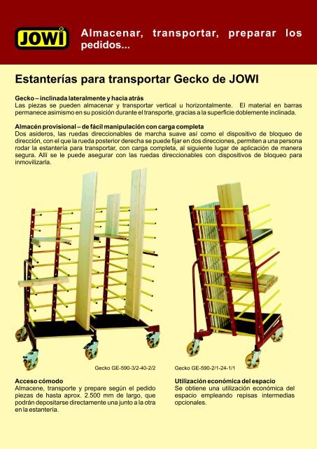 Estanterías para transportar Gecko de JOWI