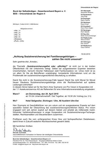 Achtung Sozialversicherung… - Gewerbeverband Bayern eV