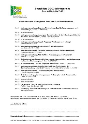 DGfZ-Schriftenreihe 1-42 Bestellblatt