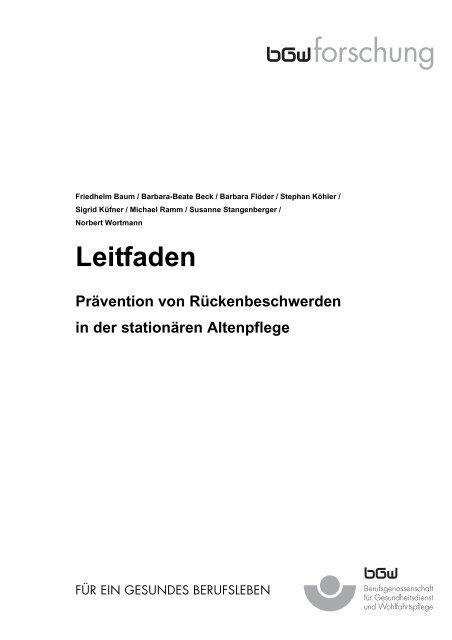 Präventions- modell - Rückengerechtes Arbeiten in Pflege und ...