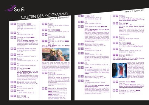 bulletin des programmes - SciFi-Universe