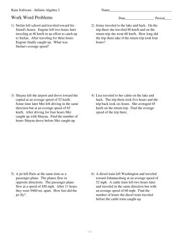 work word problems kuta software