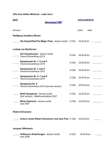 CDs from Stefan Mickisch - order form - back Download PDF print ...