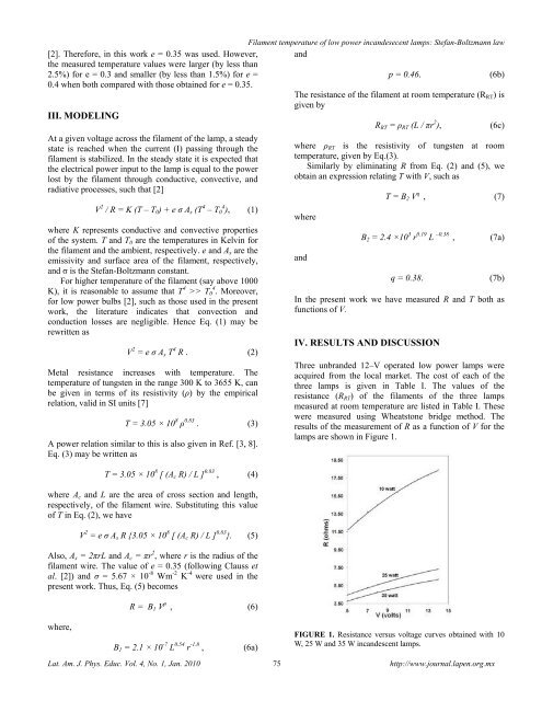 Filament temperature of low power incandesecent lamps: Stefan ...