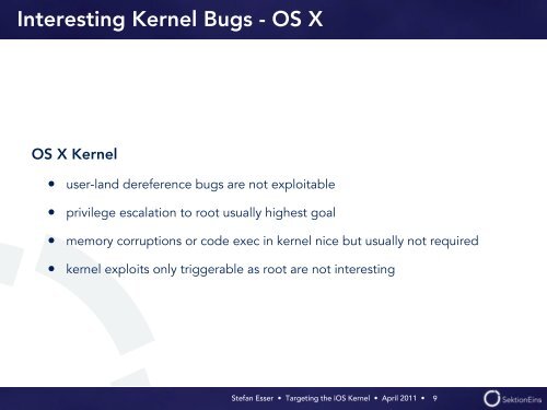 Targeting the iOS Kernel - Reverse Engineering Mac OS X