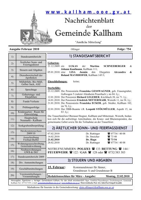 Bauernmarkt am Samstag, 6. Februar - Kallham