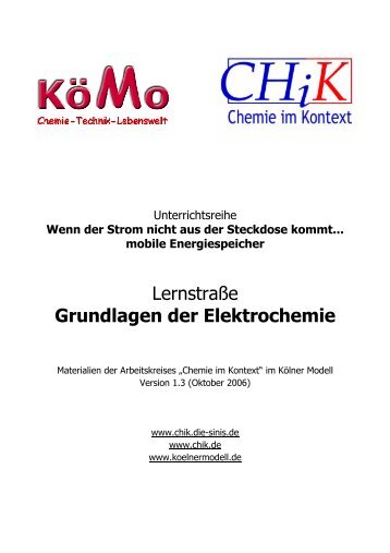 Grundlagen der Elektrochemie - Kölner Modell AK "Chemie im ...