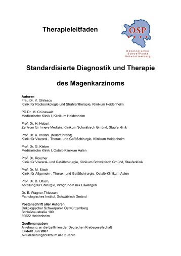 Therapieleitfaden Standardisierte Diagnostik und Therapie des ...