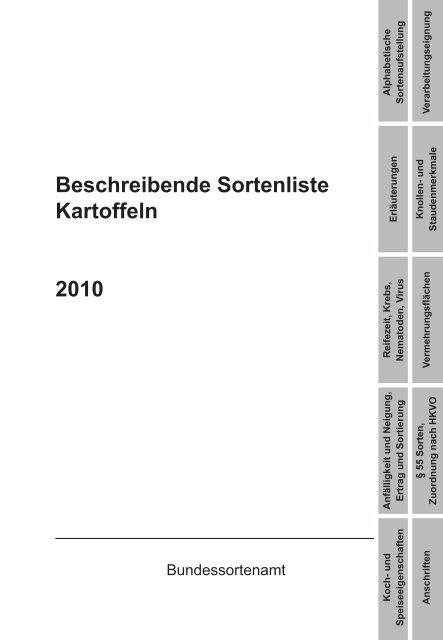 Anden klasse mangel plisseret Beschreibende Sortenliste Kartoffeln 2010 - Bundessortenamt