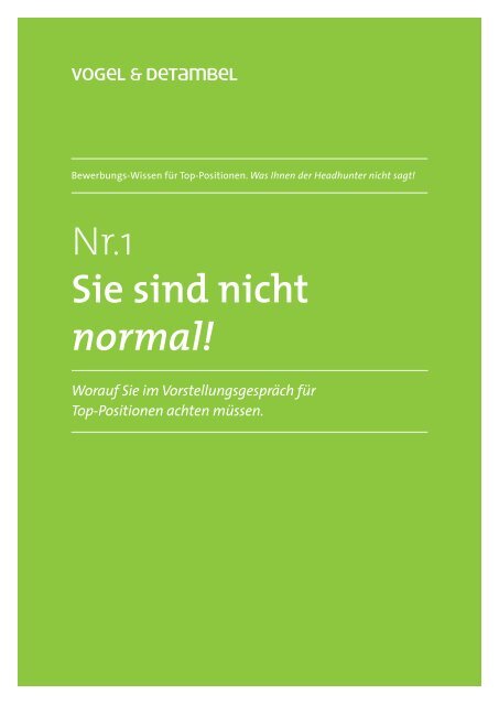 Nr.1 Sie sind nicht normal! - Vogel und Detambel