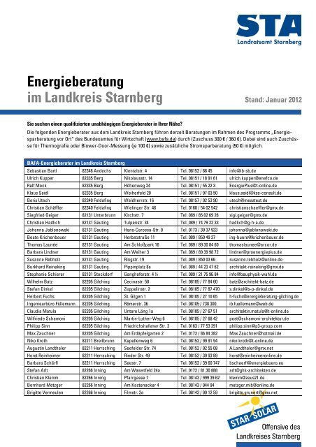 Energieberatung im Landkreis Starnberg