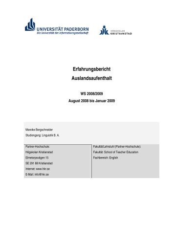 Erfahrungsbericht Auslandsaufenthalt