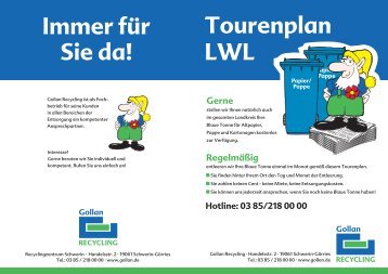 Immer für Sie da! Tourenplan LWL