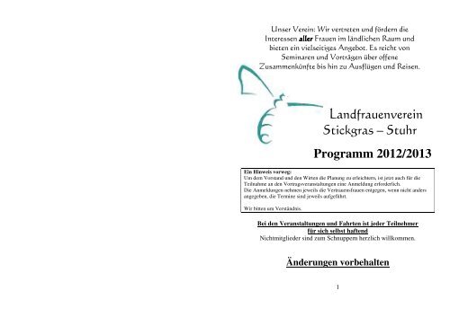 Programm 2012/2013 - KreisLandFrauenverband Oldenburg