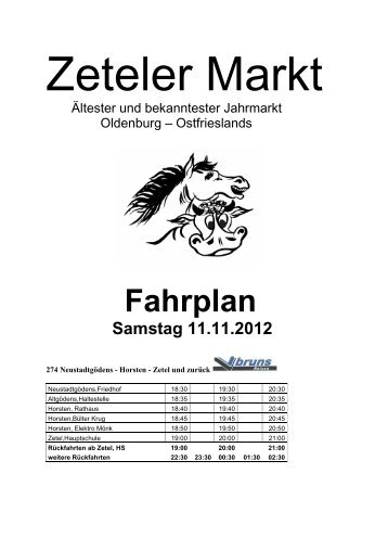 Fahrplan Samstag 11.11.2012 - Zeteler Markt