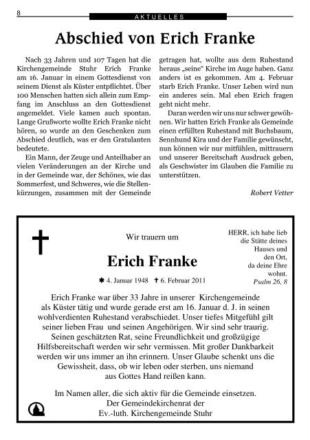 Gemeindebrief März bis Mai 2011 - Ev.-luth. Kirchengemeinde Varrel
