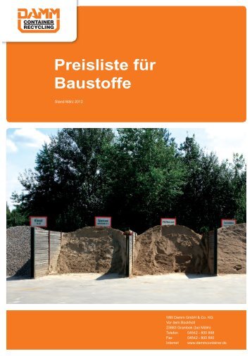 Preisliste für Baustoffe - Buhck Umweltservices GmbH & Co. KG