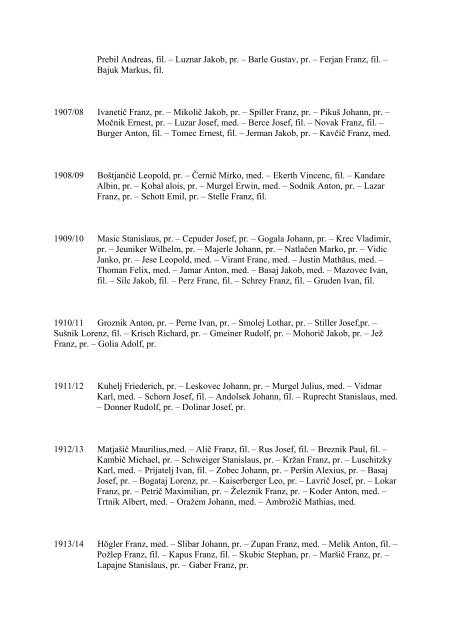 Seznam štipendistov Knafljeve ustanove od leta 1736 do