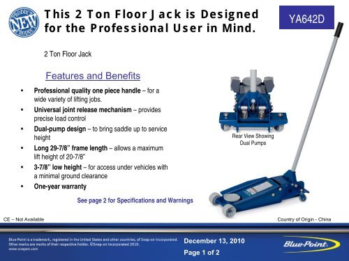 3 1 2 Ton Floor Jack - FLOOR