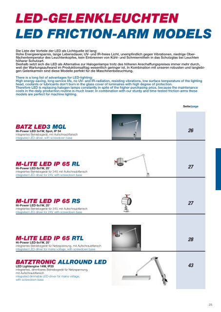 friction-arm models - Batz Leuchtsysteme & Handels Gmbh