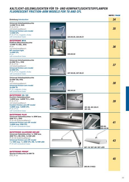 friction-arm models - Batz Leuchtsysteme & Handels Gmbh