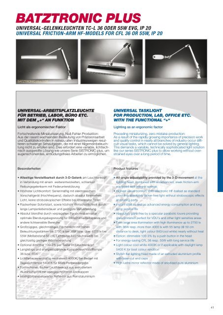 friction-arm models - Batz Leuchtsysteme & Handels Gmbh