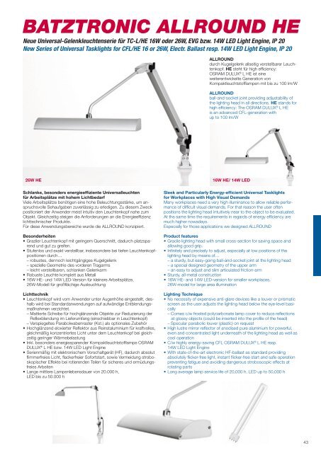 friction-arm models - Batz Leuchtsysteme & Handels Gmbh