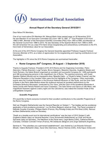 Annual Report of the Secretary General 2010/2011 • Rome ... - IFA