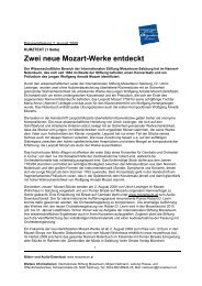 Zwei neue Mozart-Werke entdeckt - Stiftung Mozarteum Salzburg