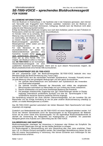SE-7000-VOICE – sprechendes Blutdruckmessgerät