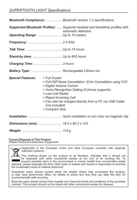 User Manual (PDF, 530 KB) - BlueAnt Wireless