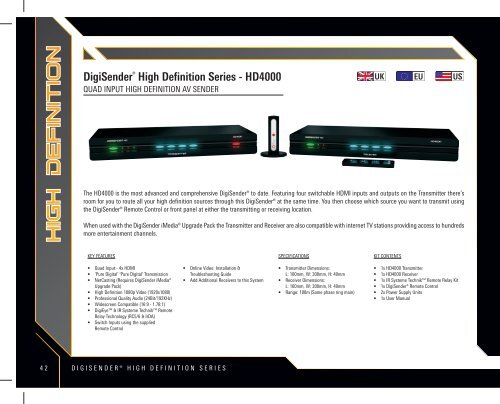 • High Definition AV Senders • DigiSender iMedia® • • 2.4GHz AV ...