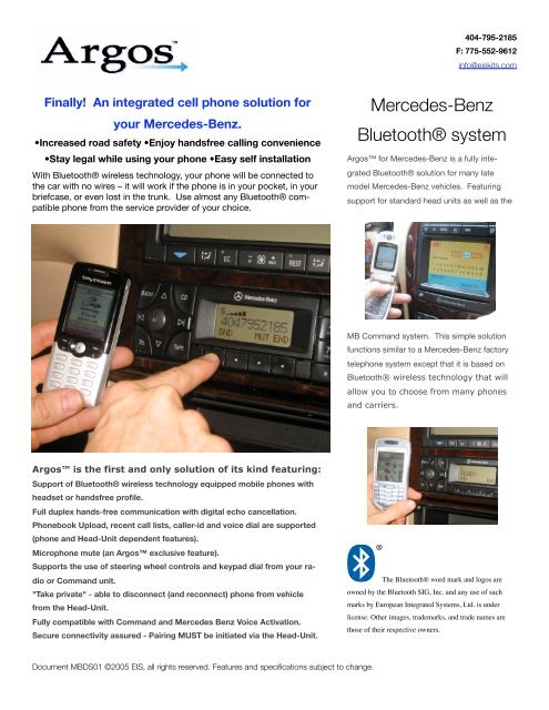 Mercedes Benz Bluetooth system Eiskits