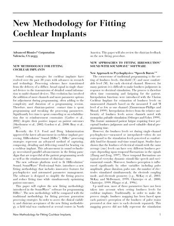 New Methodology for Fitting Cochlear Implants - Advanced Bionics