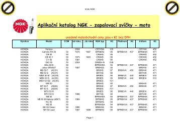 Aplikační katalog NGK - zapalovací svíčky - moto - Bikeday