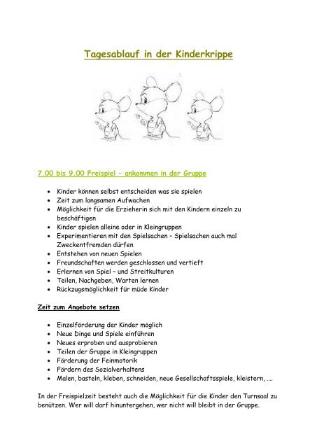 Tagesablauf in der Kinderkrippe - Jenbach