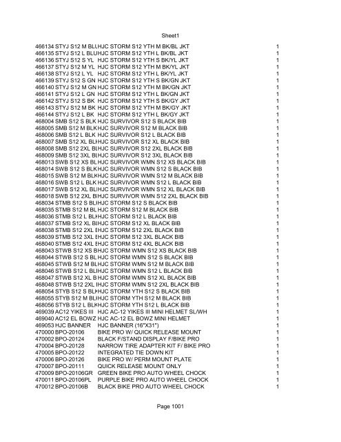 Sheet1 Page 1 SKU OEM DESCRIPTION CASE QTY 27 16770-66 ...