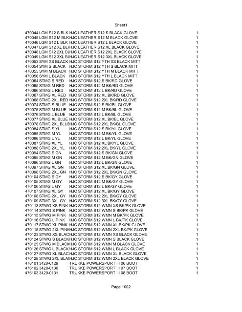 Sheet1 Page 1 SKU OEM DESCRIPTION CASE QTY 27 16770-66 ...