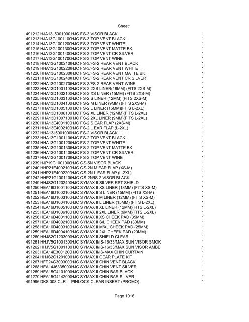 Sheet1 Page 1 SKU OEM DESCRIPTION CASE QTY 27 16770-66 ...