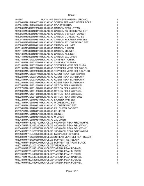 Sheet1 Page 1 SKU OEM DESCRIPTION CASE QTY 27 16770-66 ...