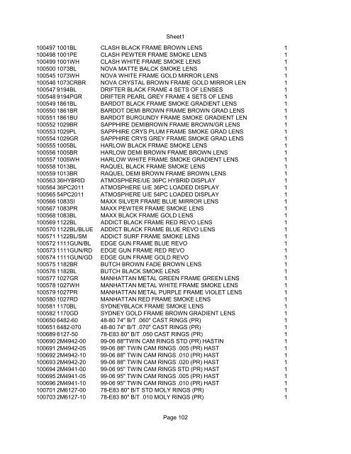 Sheet1 Page 1 SKU OEM DESCRIPTION CASE QTY 27 16770-66 ...