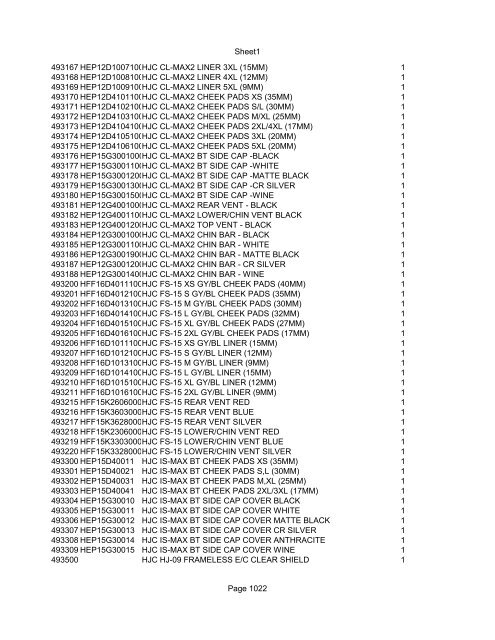 Sheet1 Page 1 SKU OEM DESCRIPTION CASE QTY 27 16770-66 ...