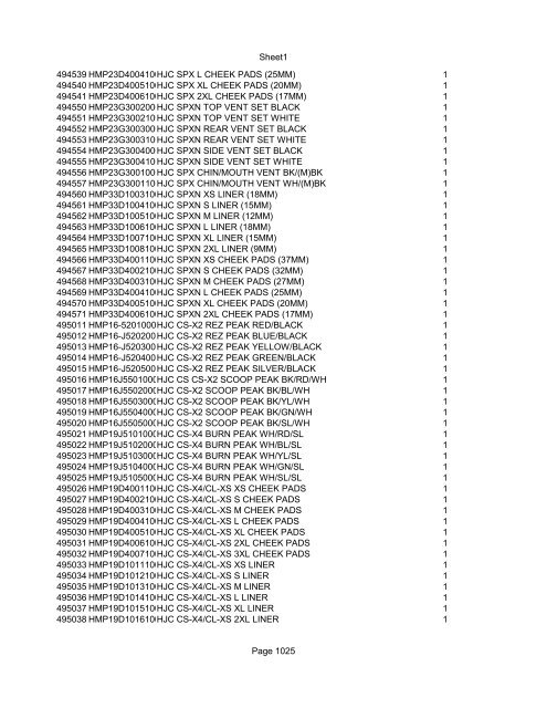 Sheet1 Page 1 SKU OEM DESCRIPTION CASE QTY 27 16770-66 ...