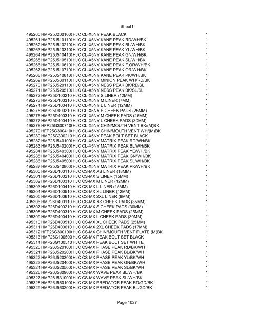 Sheet1 Page 1 SKU OEM DESCRIPTION CASE QTY 27 16770-66 ...