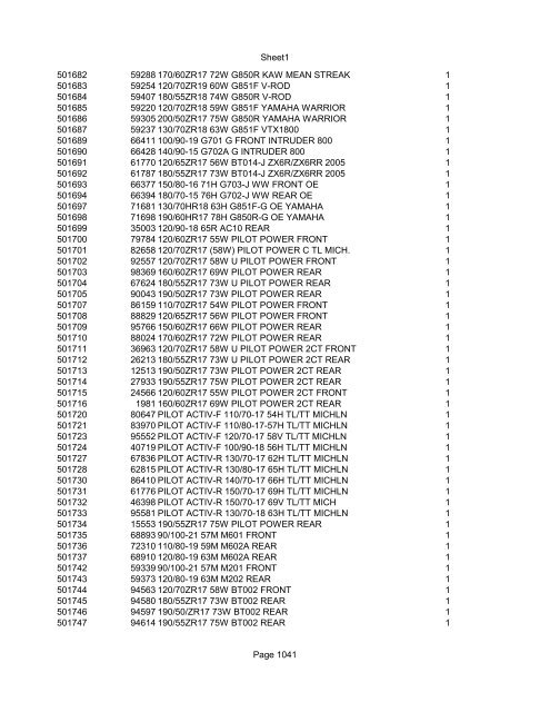 Sheet1 Page 1 SKU OEM DESCRIPTION CASE QTY 27 16770-66 ...