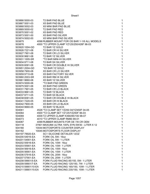 Sheet1 Page 1 SKU OEM DESCRIPTION CASE QTY 27 16770-66 ...